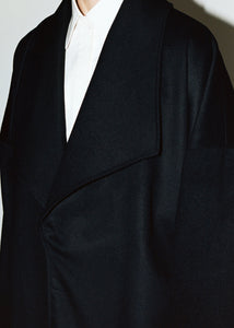 Black wrap coat in wool